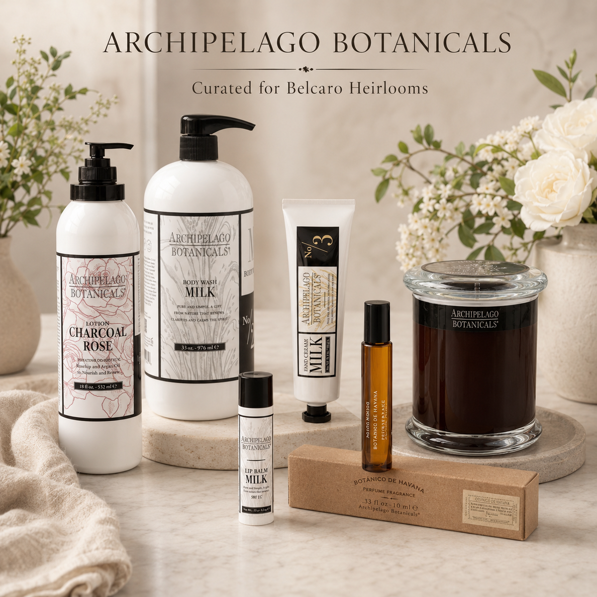 Archipelago Botanicals curated collection for Belcaro Heirlooms