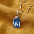 Pewter Dog Blue Enamel Save A Life Pendant Necklace 28"