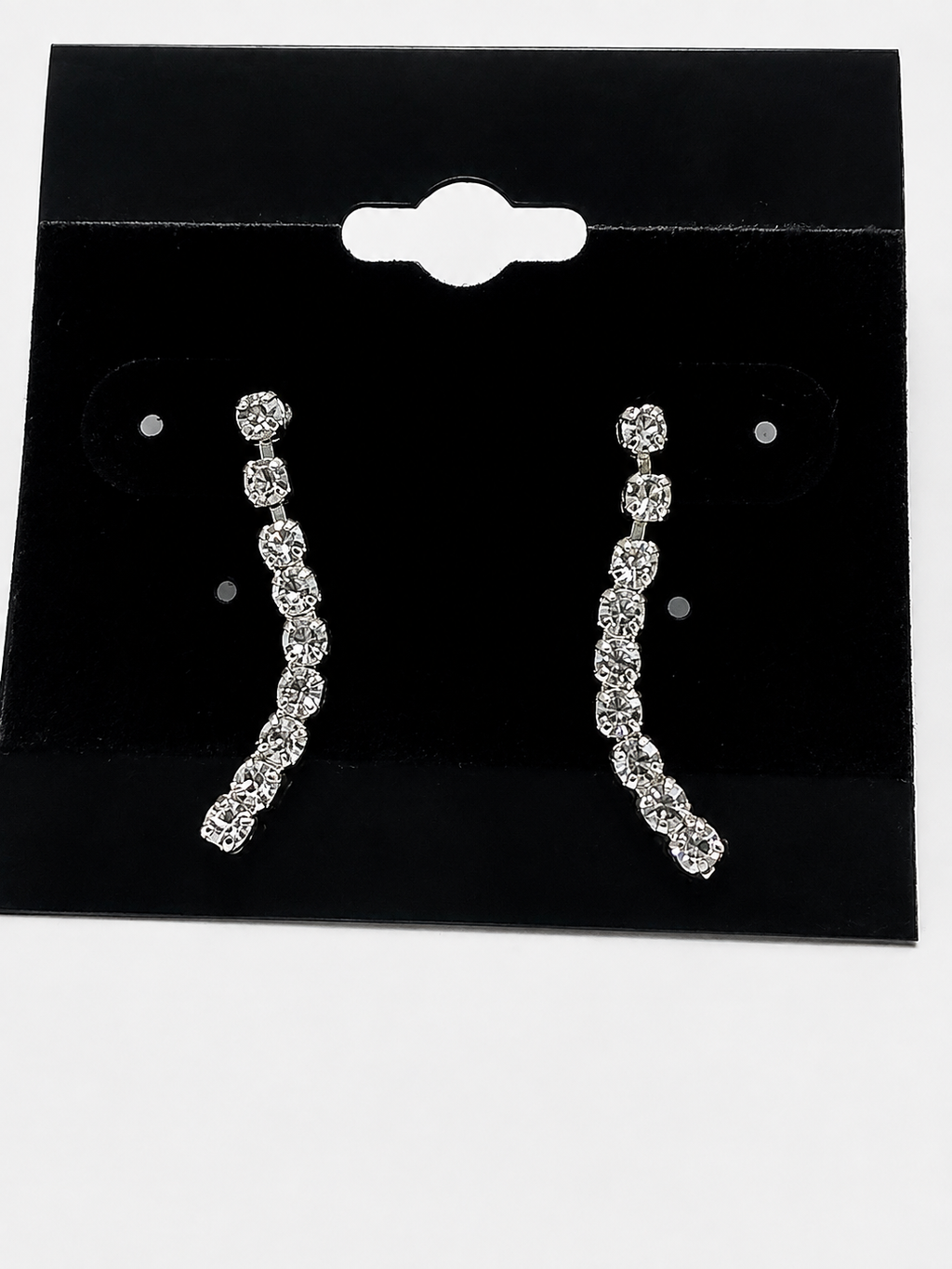 New Silver Tone Clear Rhinestone Necklace Earrings Set 17" Formal Evening Jewelry