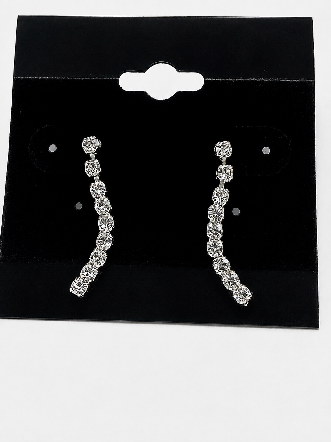 New Silver Tone Clear Rhinestone Necklace Earrings Set 17" Formal Evening Jewelry