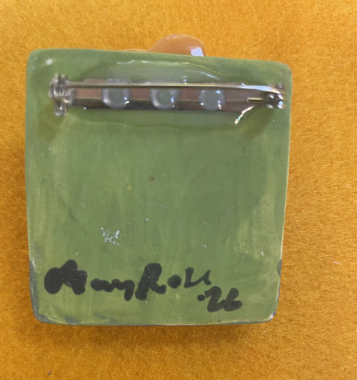 Brooch with Green and Blue Background