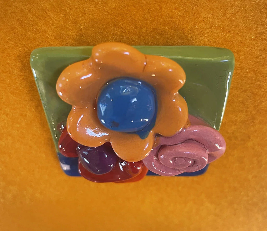 Brooch with Green and Blue Background