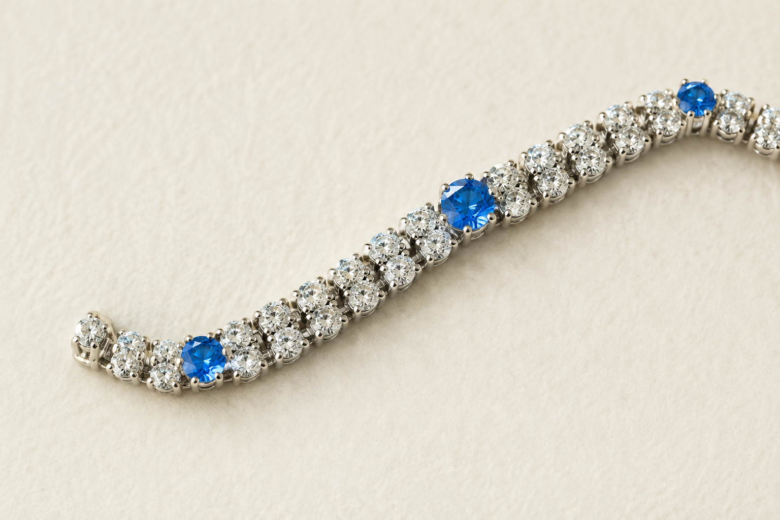 Rhinestone Bracelet with Blue and Clear Stones