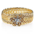 Crystal Flower Metal Weave Overlay Belt Bracelet