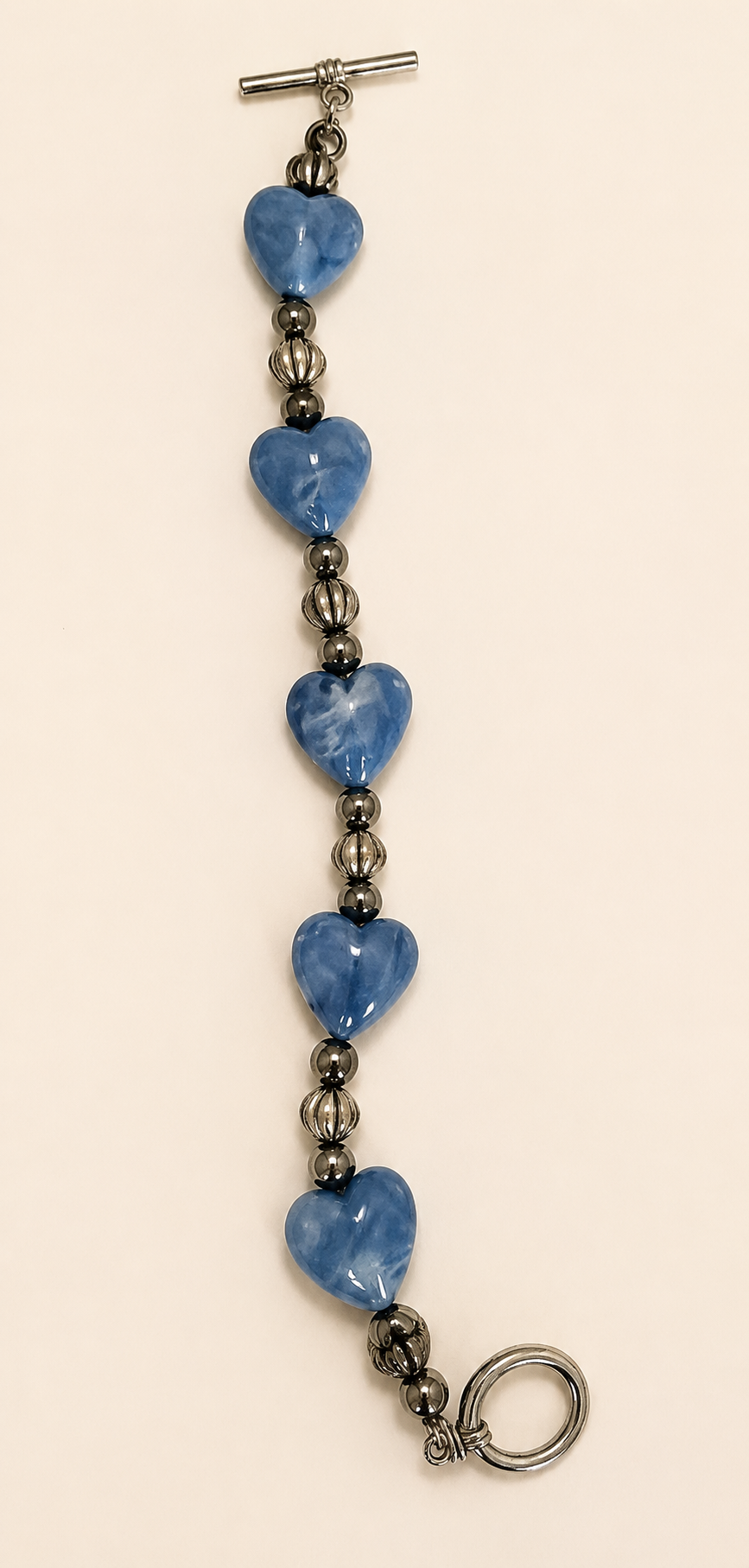 Blue Hearts Link Bracelet