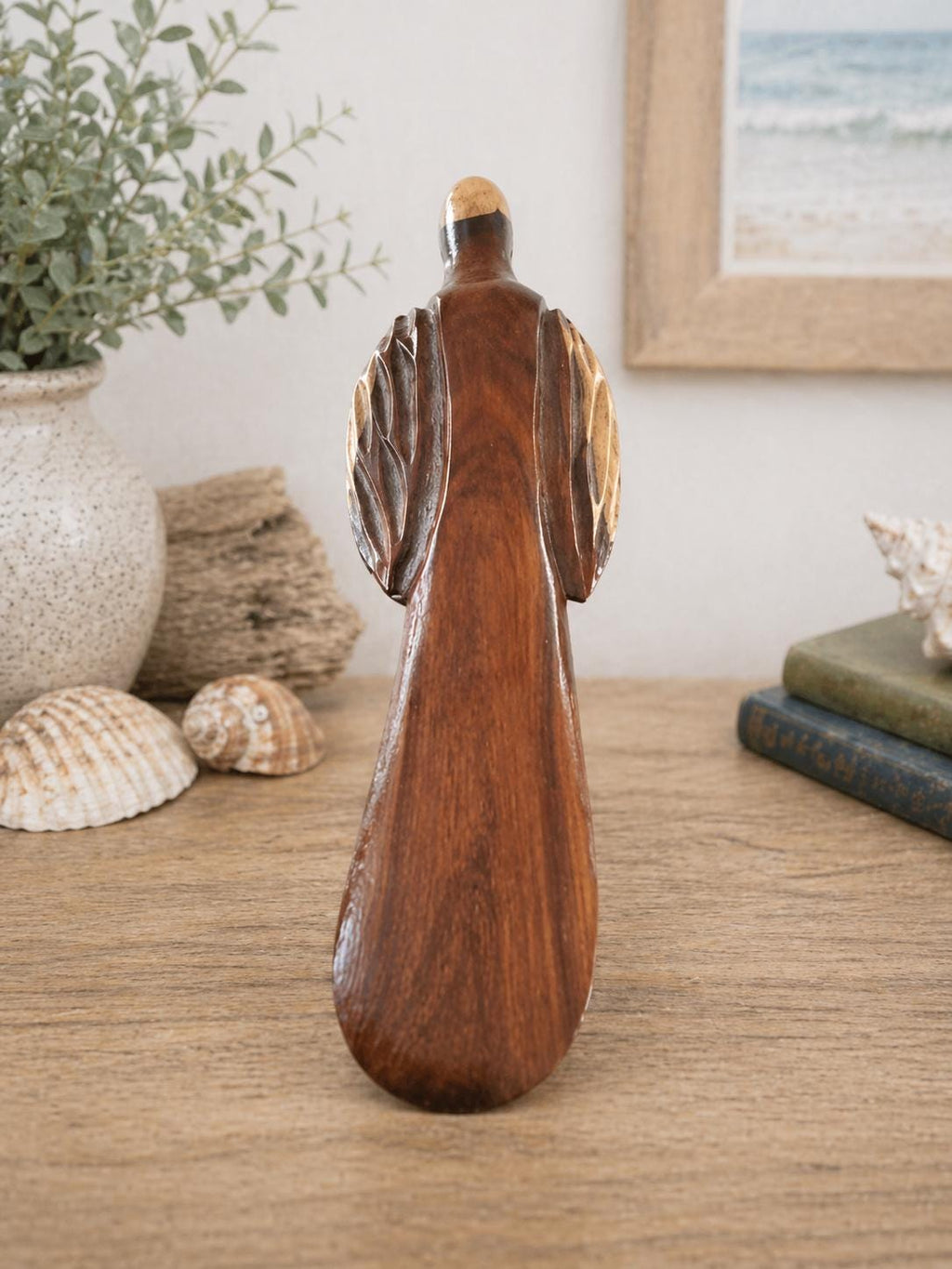 Artisan Carved Shorebird | Natural Wood Bird Sculpture | Coastal Living Decor