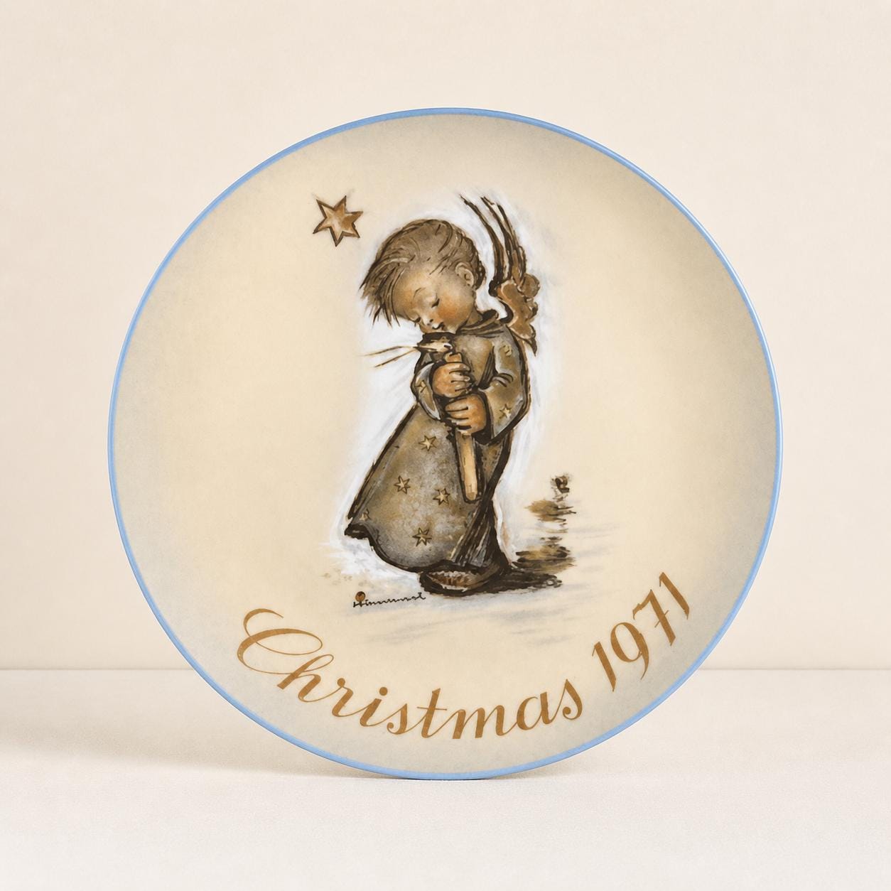1971 Christmas Plate Hummel Design First Edition Schmid Collector Series West Germany