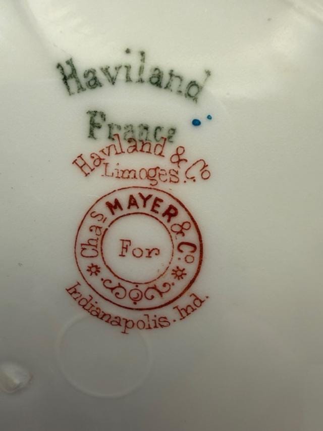 Haviland Limoges Antique Plate Floral Roses Gold Gilt Edge Chas Mayer Indianapolis France Porcelain 1895-1915