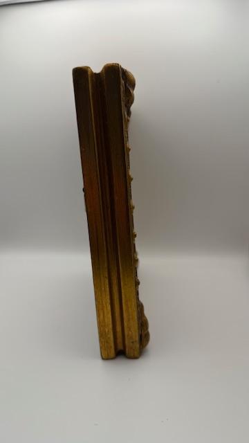 Miniature Garden Painting in ornate gold frame.