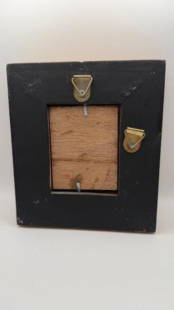 Miniature Garden Painting in ornate gold frame.