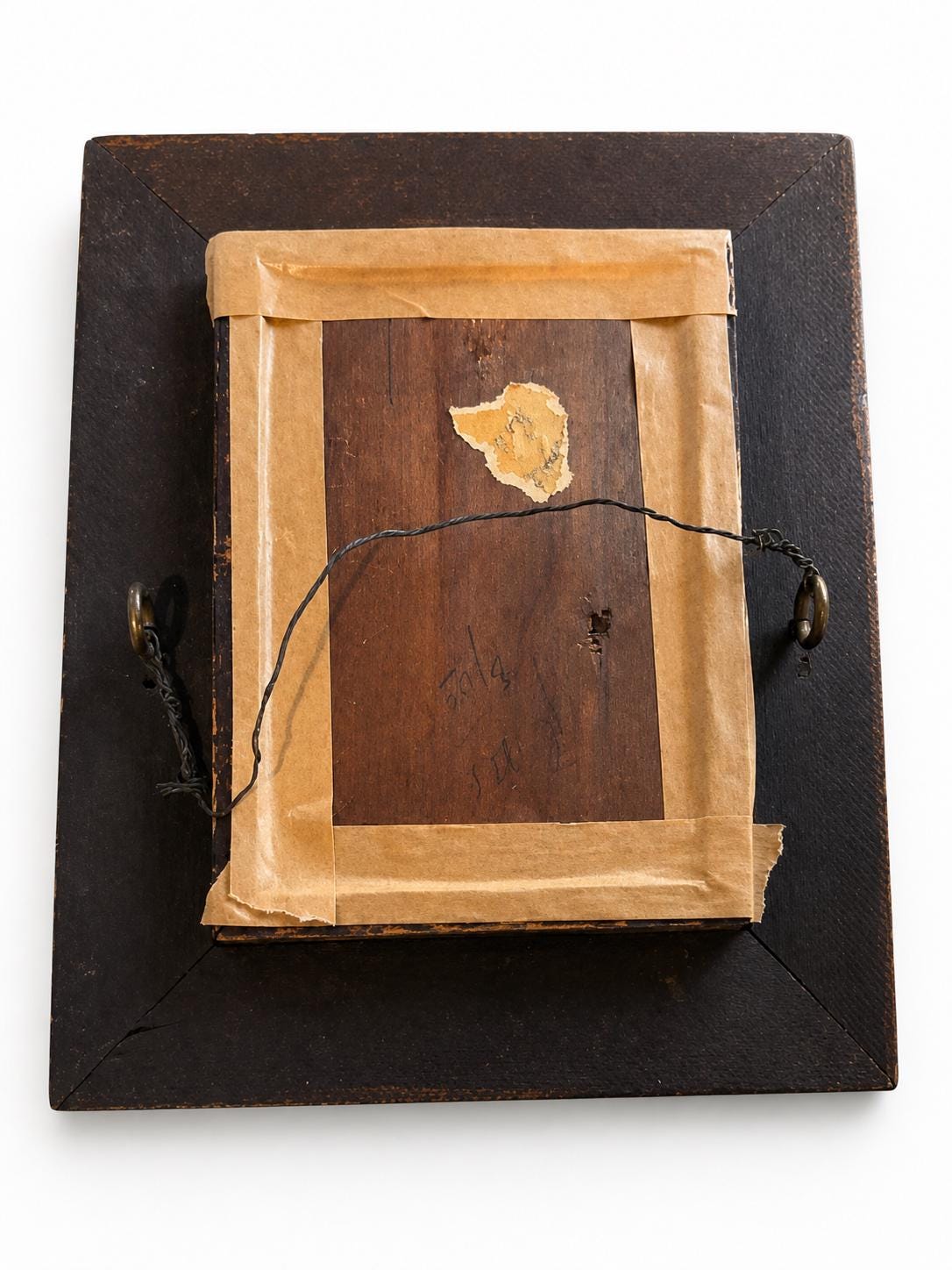 Vintage wood wall hanging frame with glass made between 1940-1970