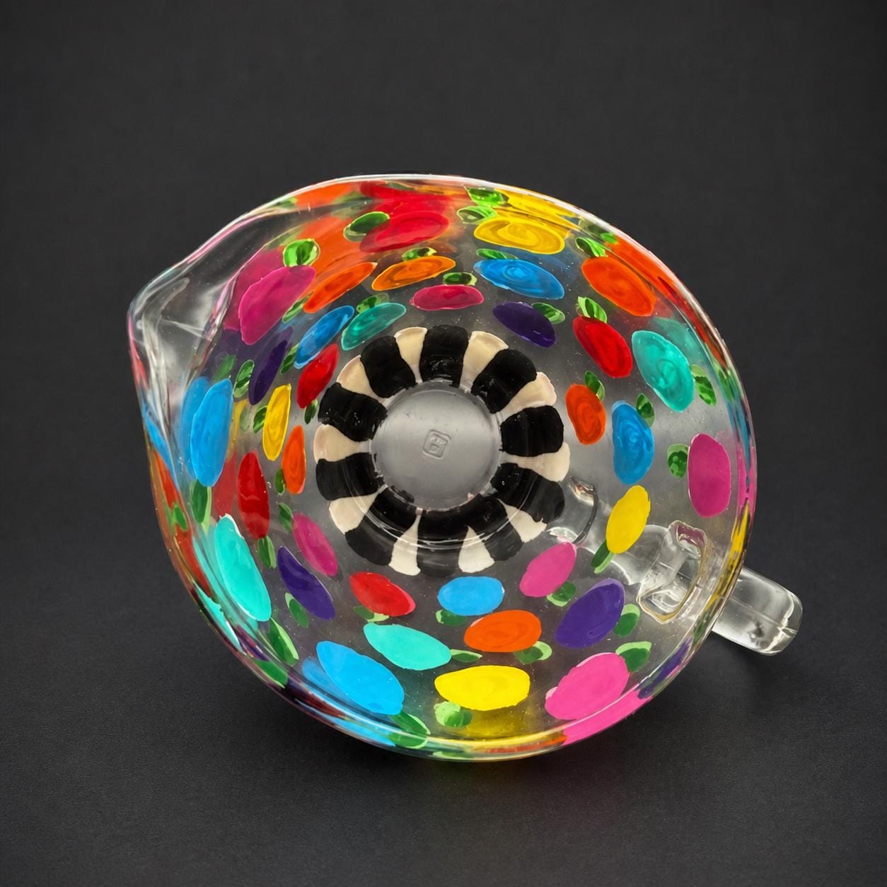 Hand painted floral clear glass creamer