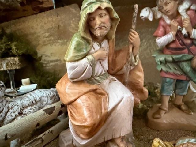 RARE Vintage Fontanini Nativity Scene  2004 Italian Stable, Working Water Pump, 5" Figures