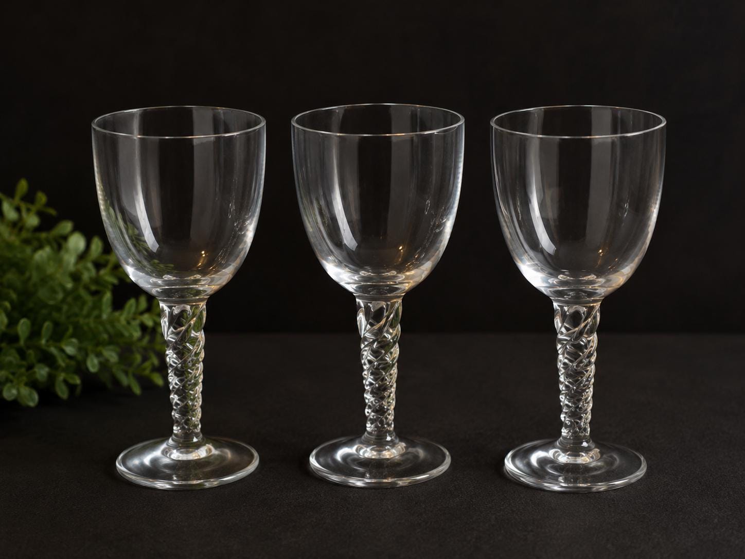 Vintage clear twisted-stem goblet, possibly early-to-mid 20th century, from family estate