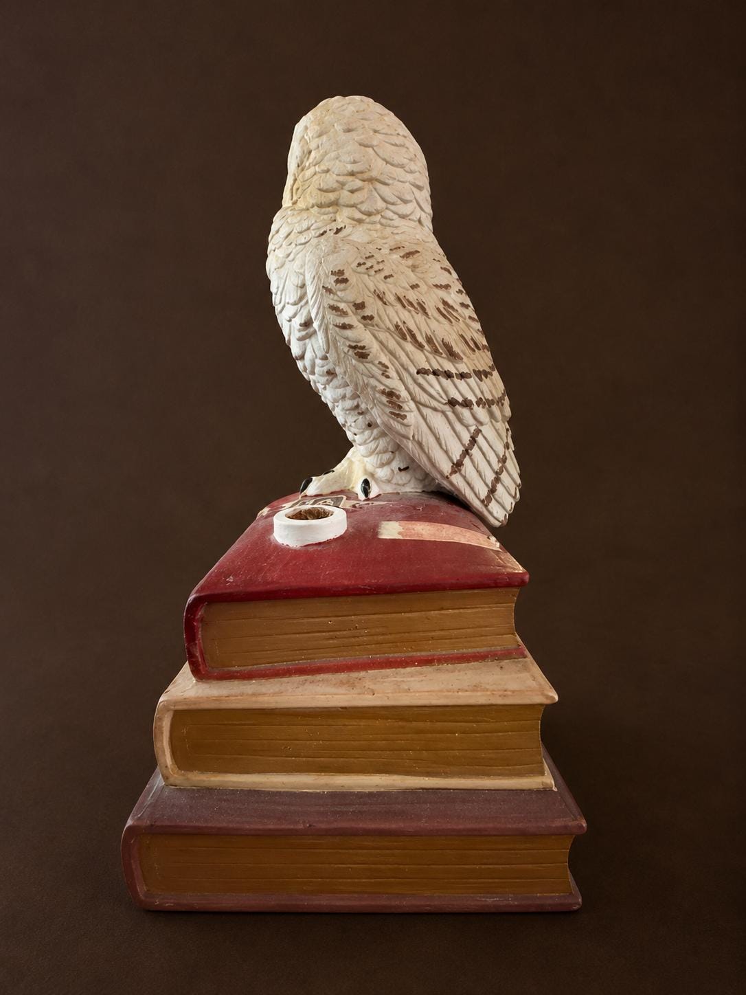 Vintage 1979 Ezra Brooks Porcelain Owl Book Decanter  Heritage China Hand Decorated