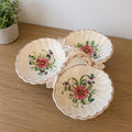 Vintage Italy Hand Painted Triple Shell Relish Dish Floral Ceramic Candy Nut Server