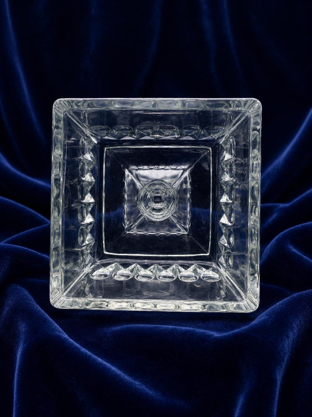 Vintage Jeannette Glass Wedding Compote | Clear Square Pedestal Candy Dish (No Lid)