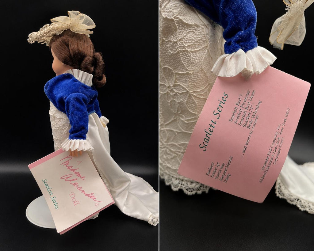 Vintage Madame Alexander Scarlett Doll  White Lace Gown, Blue Jacket