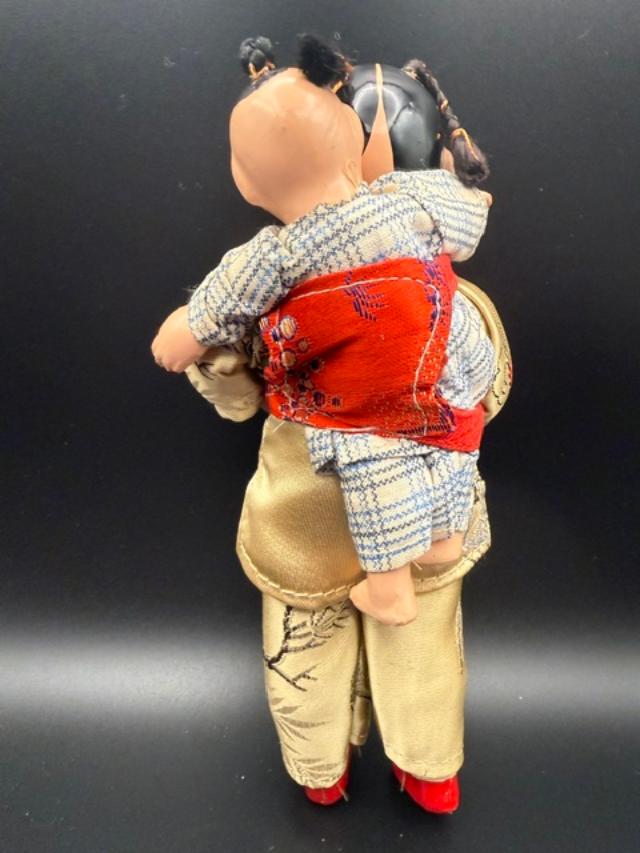 Vintage Japanese Mother & Child Doll, Mid-Century, Likely 1940s1960s, Traditional Kimono Display Doll