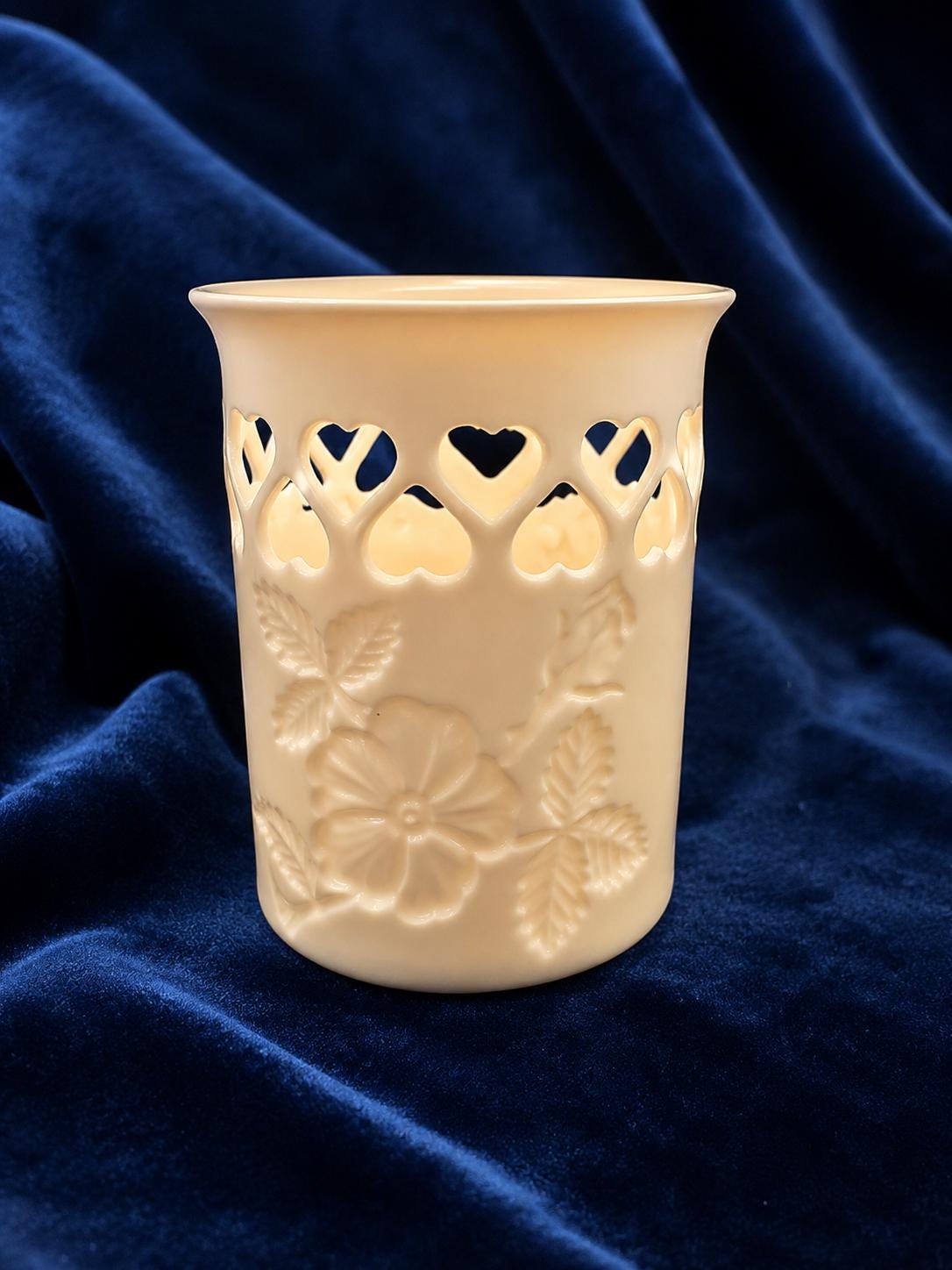 Vintage Lenox China heart-cutout votive holder
