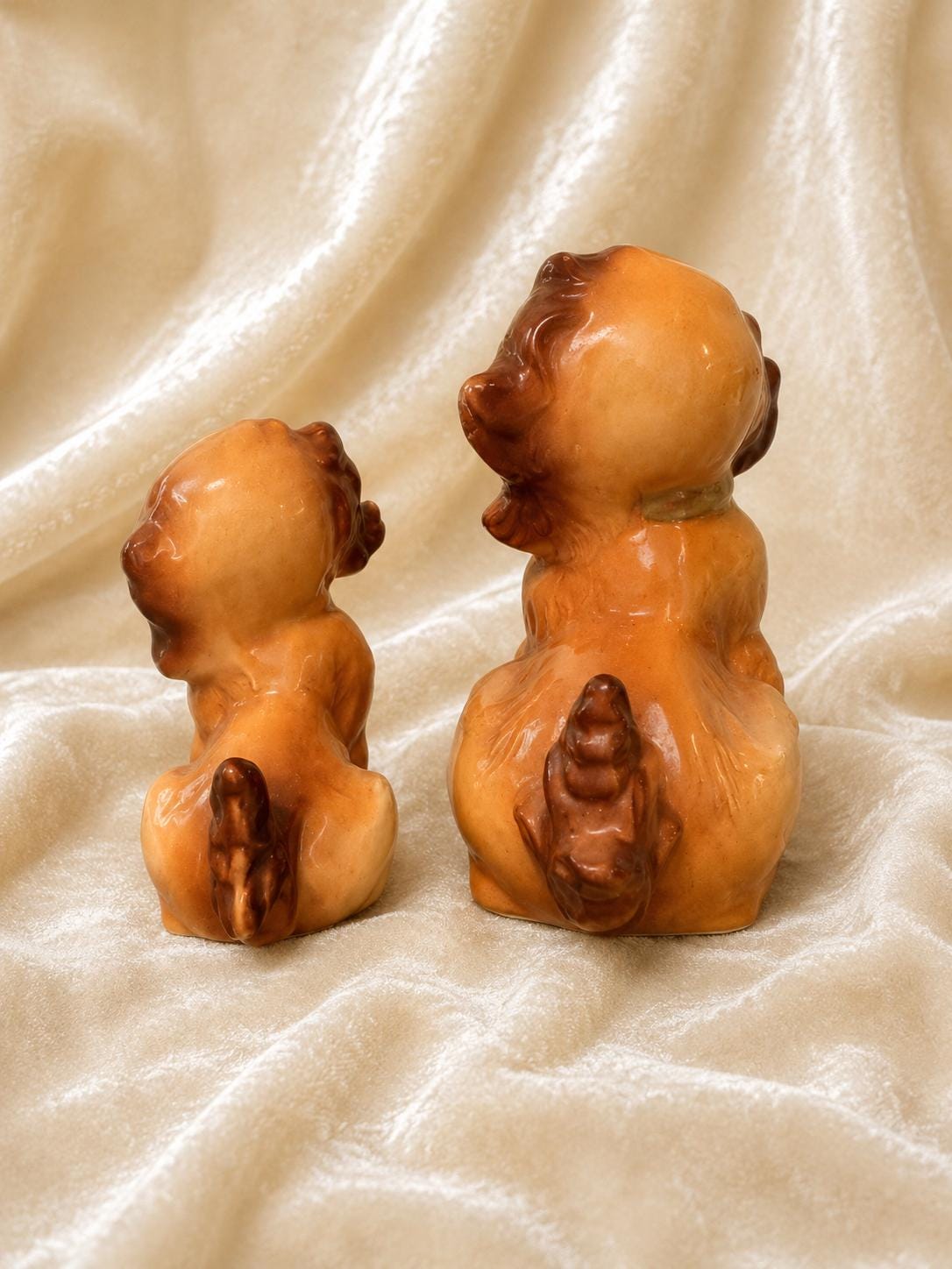 Vintage Japan Dogs Figurine Set  Mom & Pup, Spaniel set, HandPainted Ceramic