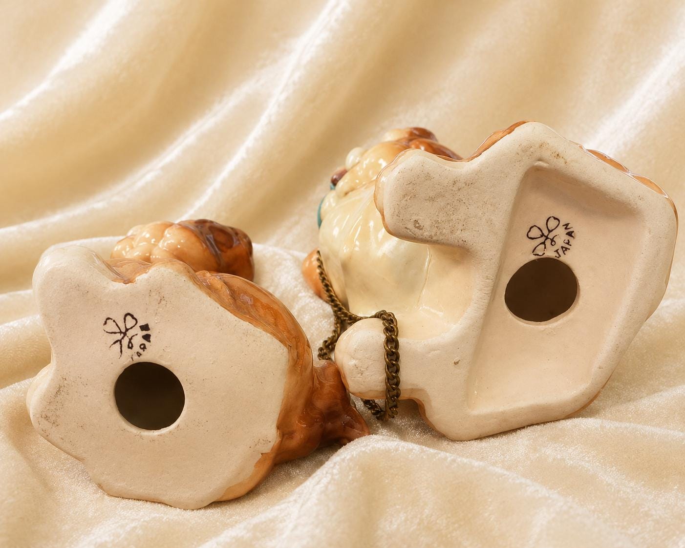 Vintage Japan Dogs Figurine Set  Mom & Pup, Spaniel set, HandPainted Ceramic