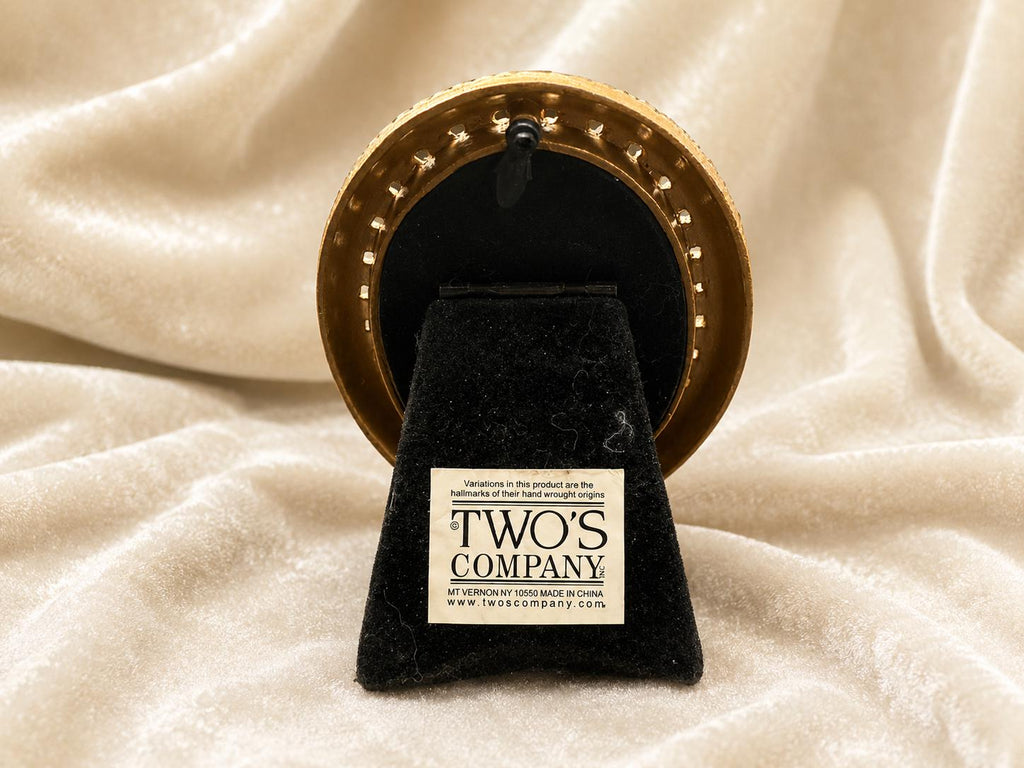 Small Vintage Twos Company Jeweled Oval Table Picture Frame Faux Pearl Rhinestone