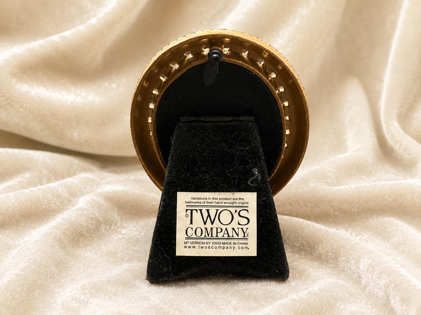 Small Vintage Twos Company Jeweled Oval Table Picture Frame Faux Pearl Rhinestone
