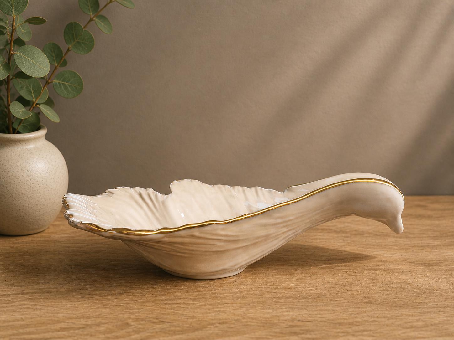 Lenox Swan Dish Ivory Porcelain Gold Trim