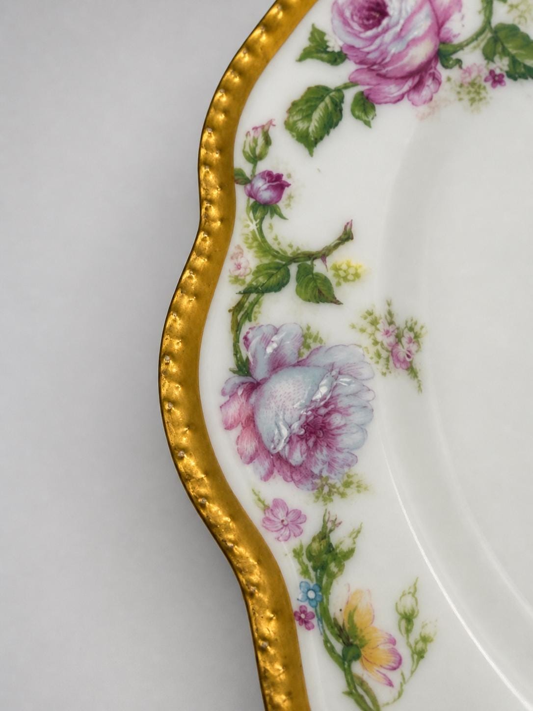 Haviland Limoges Antique Plate Floral Roses Gold Gilt Edge Chas Mayer Indianapolis France Porcelain 1895-1915