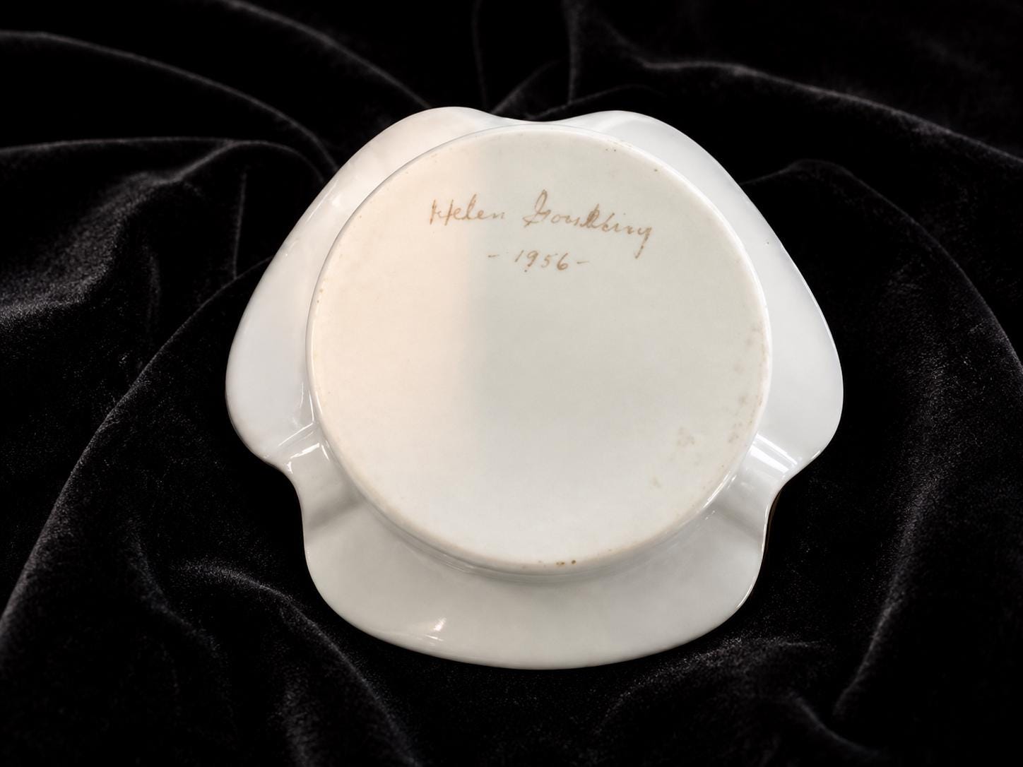 OOAK Ceramic round floral ashtray trinket dish