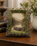 Ornate Gold Green Rhinestone Frame 4x5 Vintage Style Tabletop Picture Frame