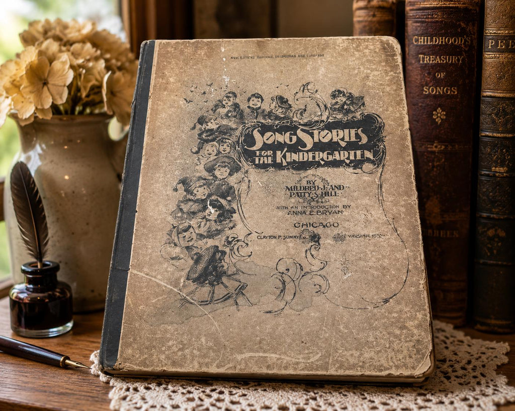 1896 Hill Sisters Song Stories for the Kindergarten Antique Childrens Music Book Incomplete