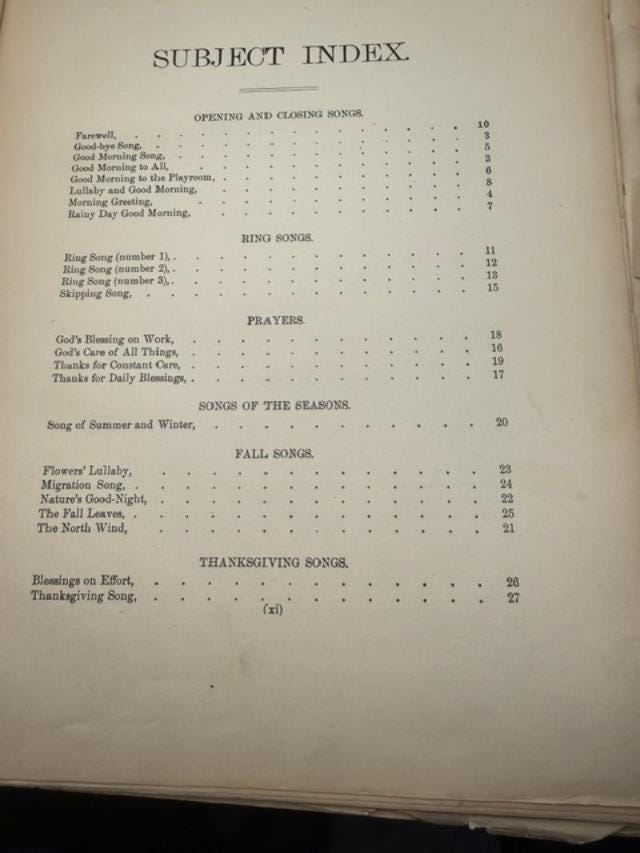 1896 Hill Sisters Song Stories for the Kindergarten Antique Childrens Music Book Incomplete