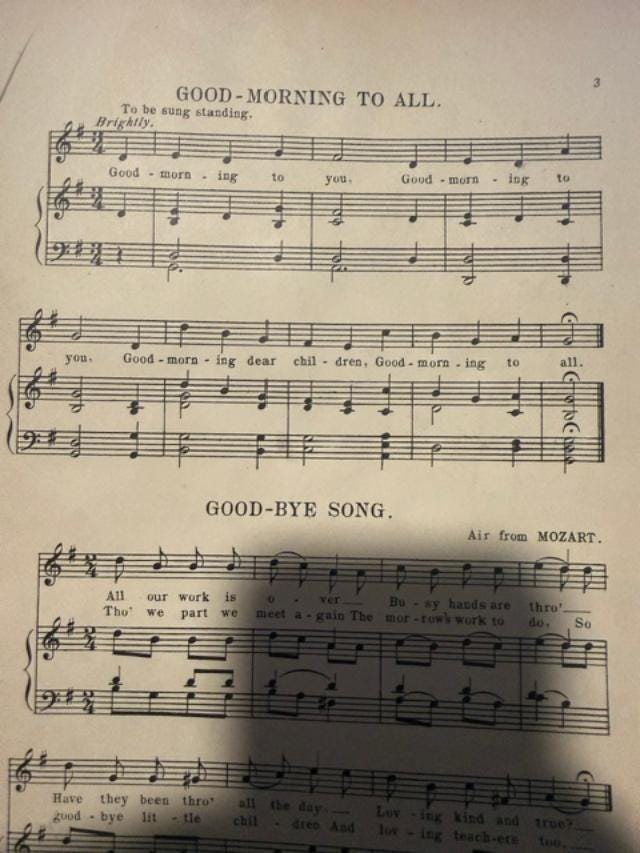 1896 Hill Sisters Song Stories for the Kindergarten Antique Childrens Music Book Incomplete