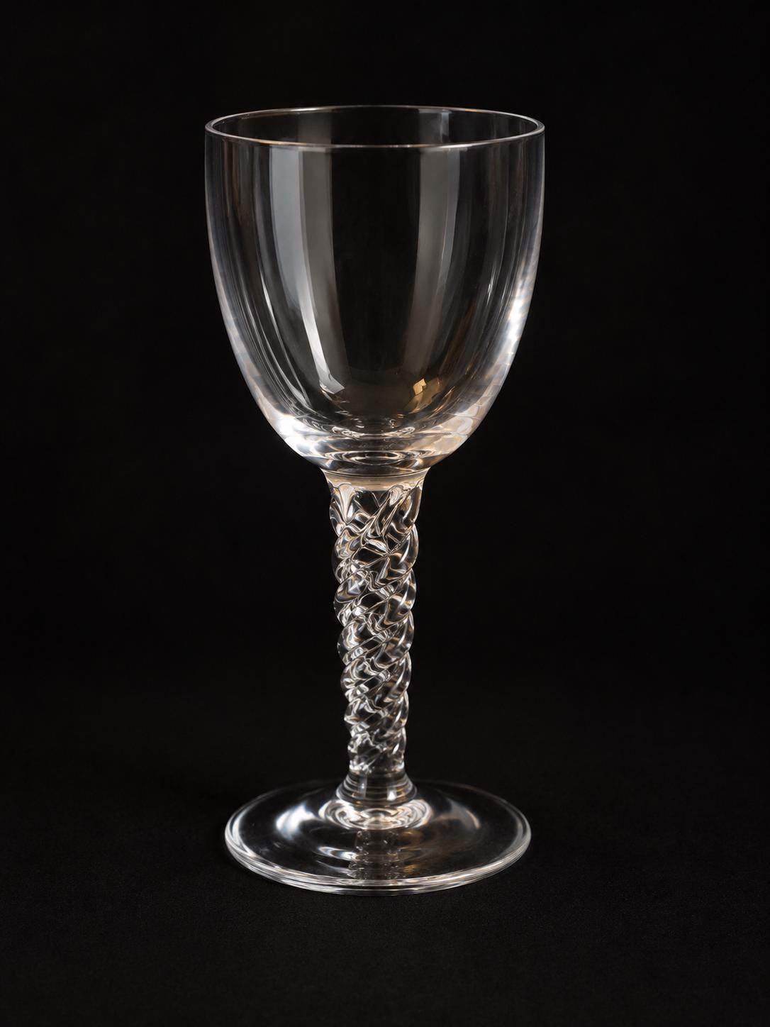 Vintage clear twisted-stem goblet, possibly early-to-mid 20th century, from family estate