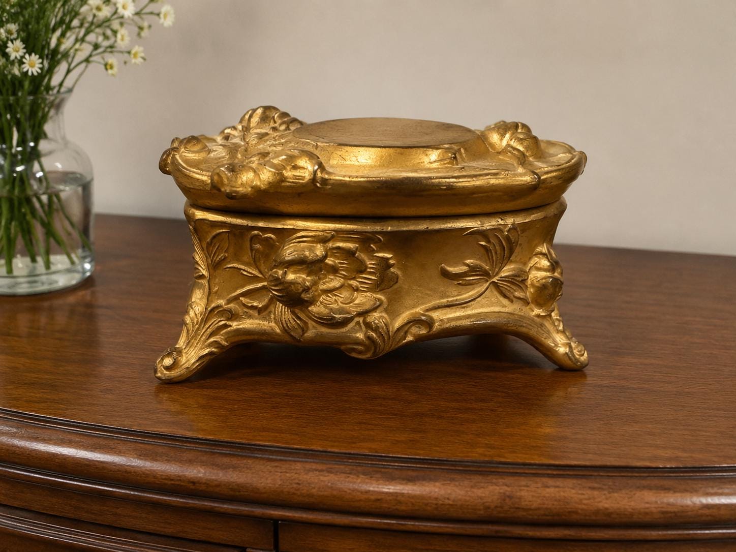 Antique Weidlich Brothers OrmoluStyle Jewelry Casket  WB 346  Early 1900s with Ormolu Finish