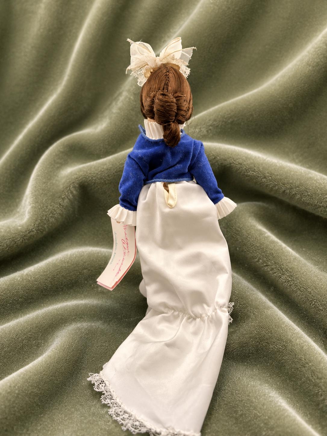 Vintage Madame Alexander Scarlett Doll  White Lace Gown, Blue Jacket