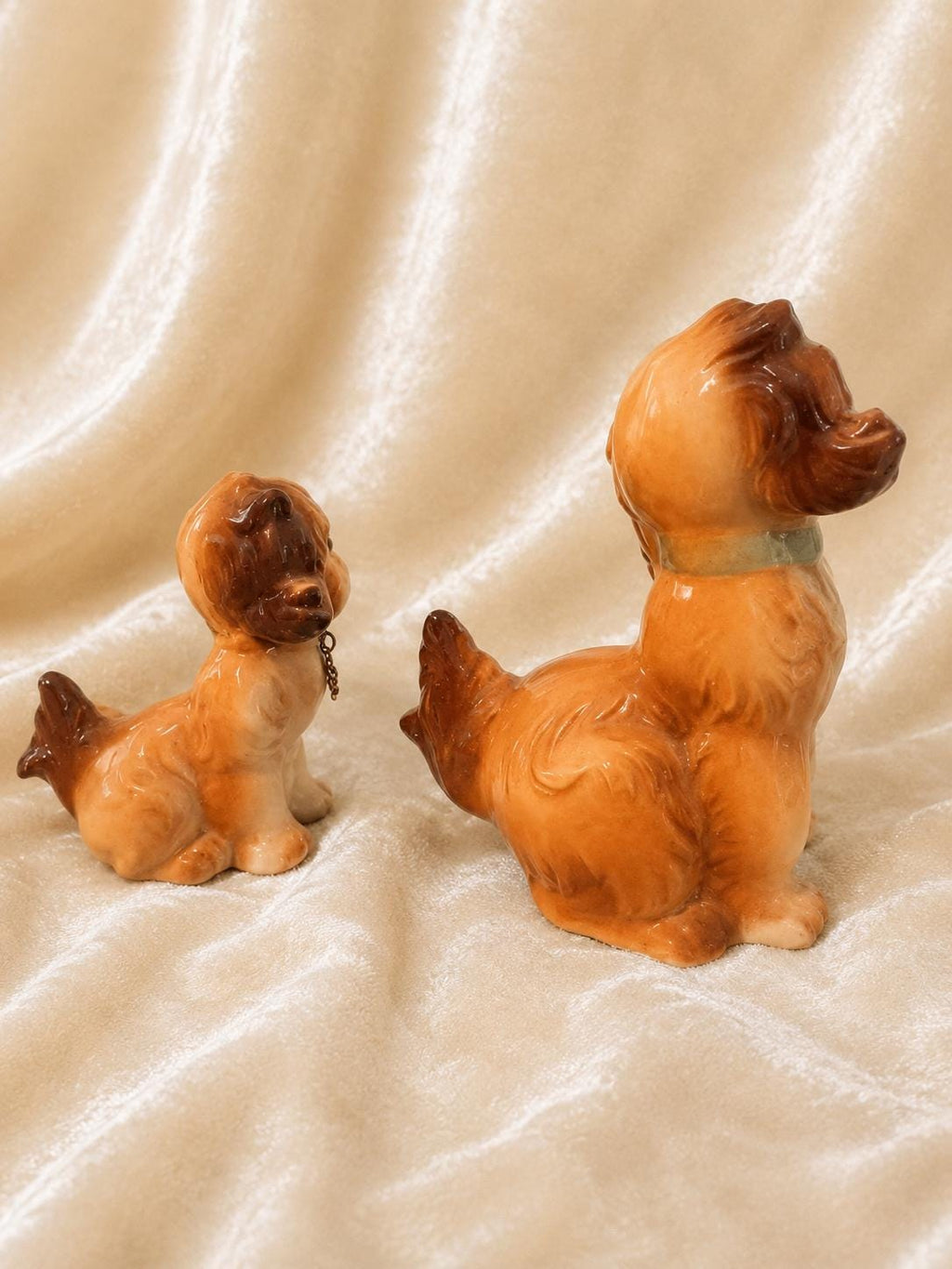 Vintage Japan Dogs Figurine Set  Mom & Pup, Spaniel set, HandPainted Ceramic
