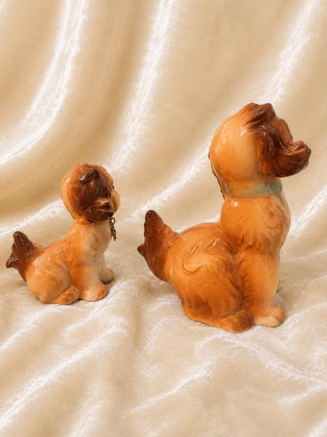Vintage Japan Dogs Figurine Set  Mom & Pup, Spaniel set, HandPainted Ceramic