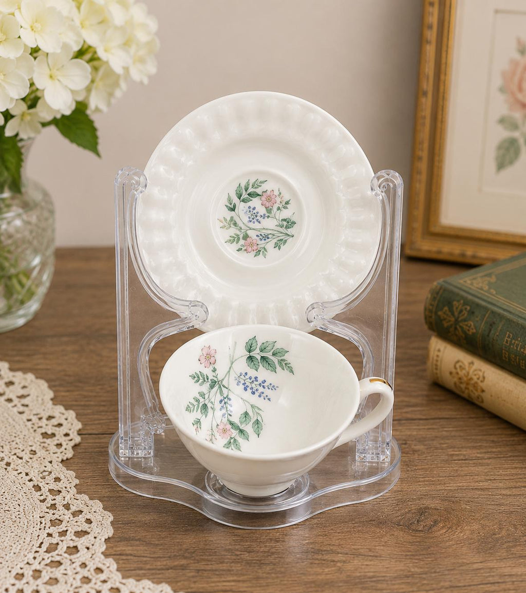Vista Alegre Carlina Cup and Saucer | Porcelain Botanical Floral Tea Set, Portugal