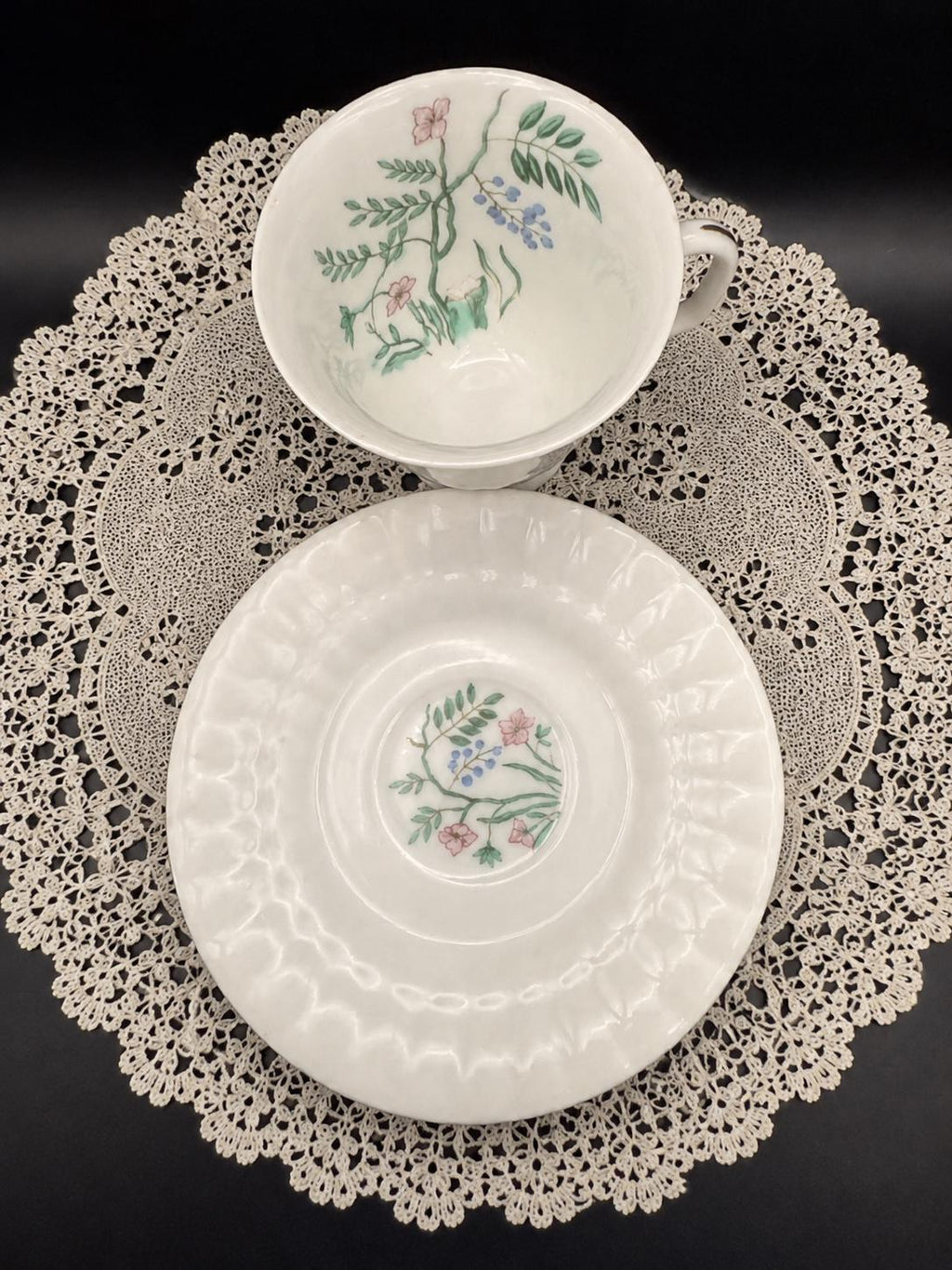Vista Alegre Carlina Cup and Saucer | Porcelain Botanical Floral Tea Set, Portugal
