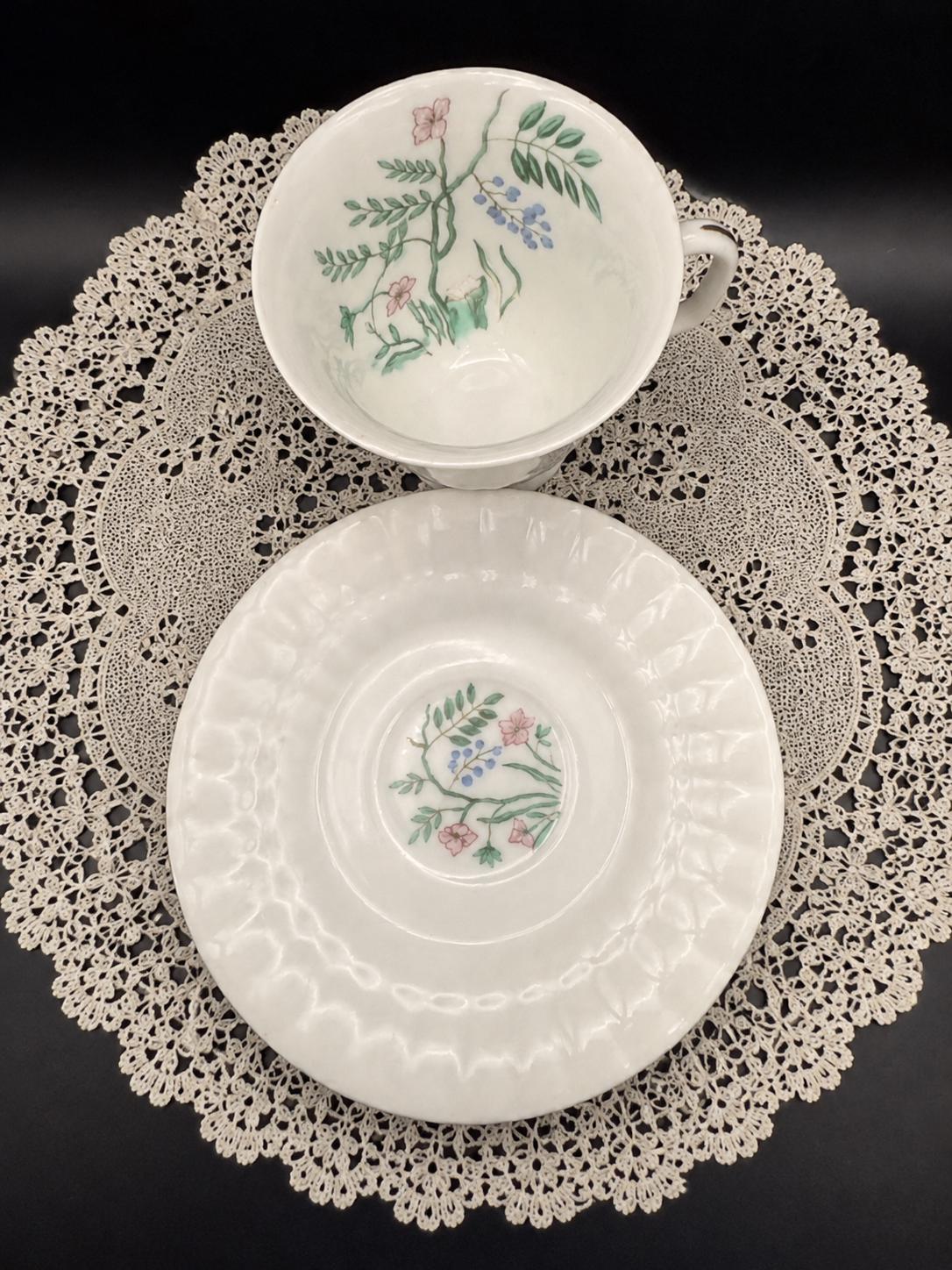 Vista Alegre Carlina Cup and Saucer | Porcelain Botanical Floral Tea Set, Portugal