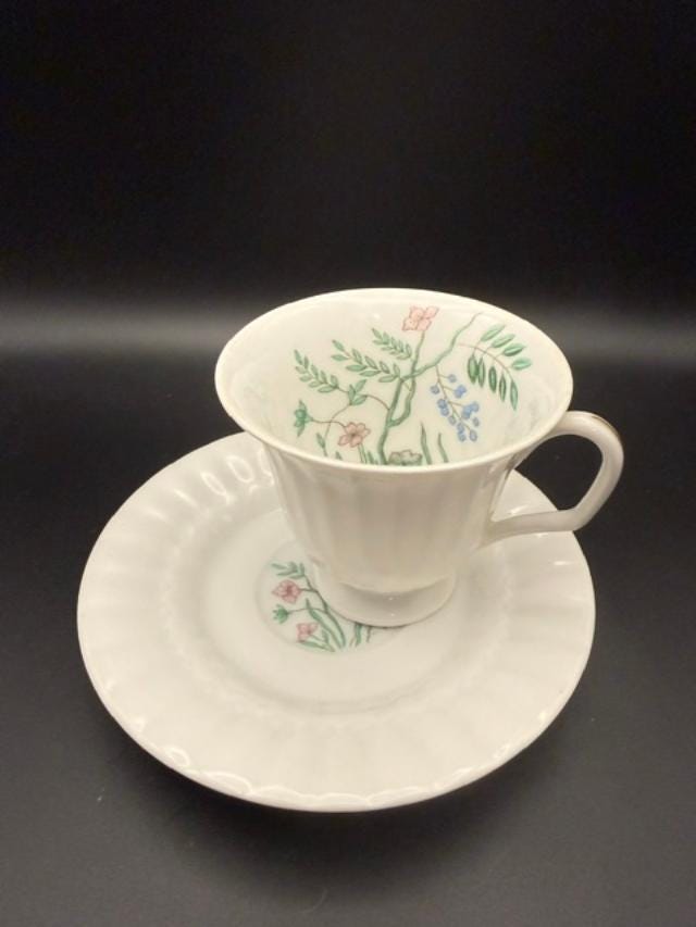 Vista Alegre Carlina Cup and Saucer | Porcelain Botanical Floral Tea Set, Portugal