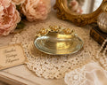 Vintage Gold Shell Trinket Dish Faux Pearl Grapes Footed Vanity Ring Dish Hollywood Regency
