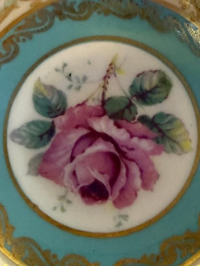 1940s Paragon Turquoise Gold Rose Teacup & Saucer Fine Bone China England A515H