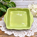 Vintage De Silva Italy Green Glazed Terracotta Casserole Dish, 6 Inch Handled Baker