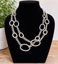 Silver Tone Oval Link Chain Necklace, 43 Inch Costume Jewelry