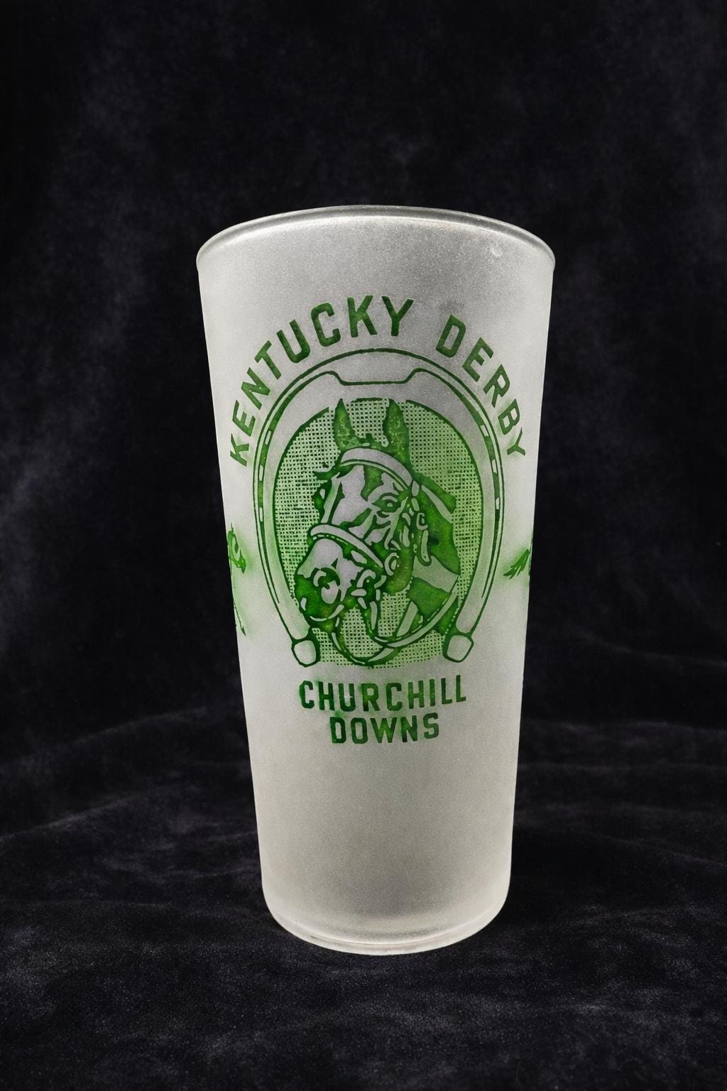 1948 Kentucky Derby Glass  74th Running Official Mint Julep Frosted Collectible