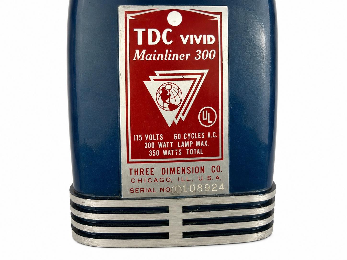 TDC Vivid Mainliner 300 Slide Projector w/ Wood Case  For Parts/Repair/Display